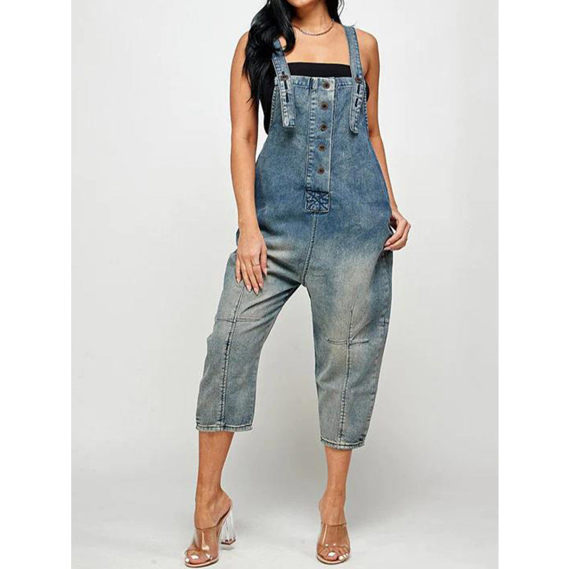Women’s Casual Denim Suspender Overalls