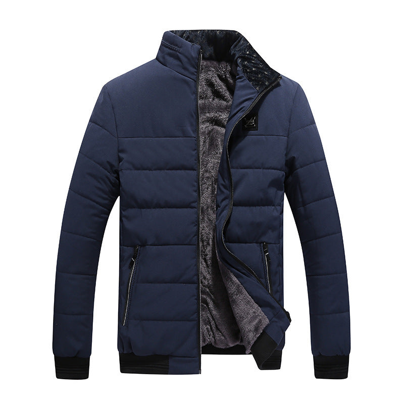 Black fleece-lined puffer jacket for men, cotton padded, casual cardigan style, available in sizes M, L, XL by My Store