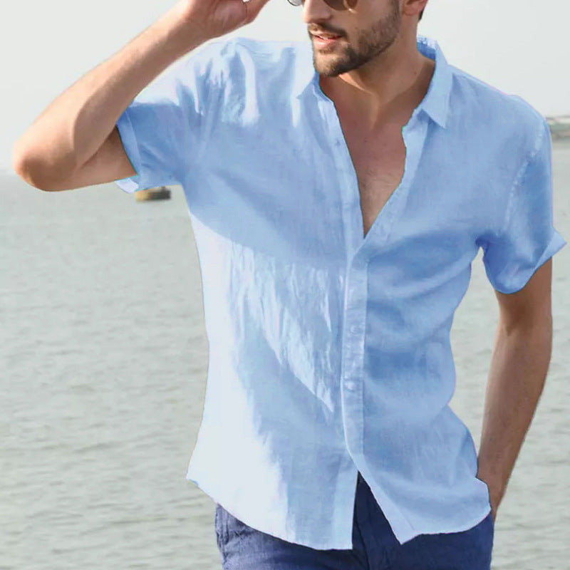 Men's Short Sleeve Button Down Shirt - Lightweight Summer Casual