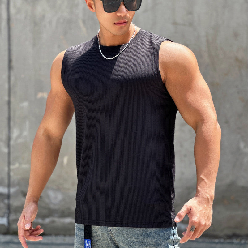 Black lightweight polyester sleeveless training vest by My Store, ideal for activewear and basketball.