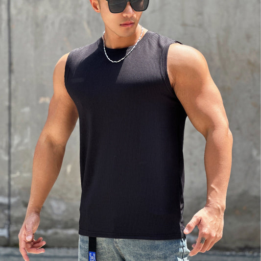 Black lightweight polyester sleeveless training vest by My Store, ideal for activewear and basketball.