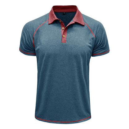 Khaki men's cotton blend polo shirt with contrast stitching, athletic fit, and button-down collar by My Store