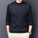 Fleece-lined black pullover with geometric pattern, long sleeves, by My Store, available in grey