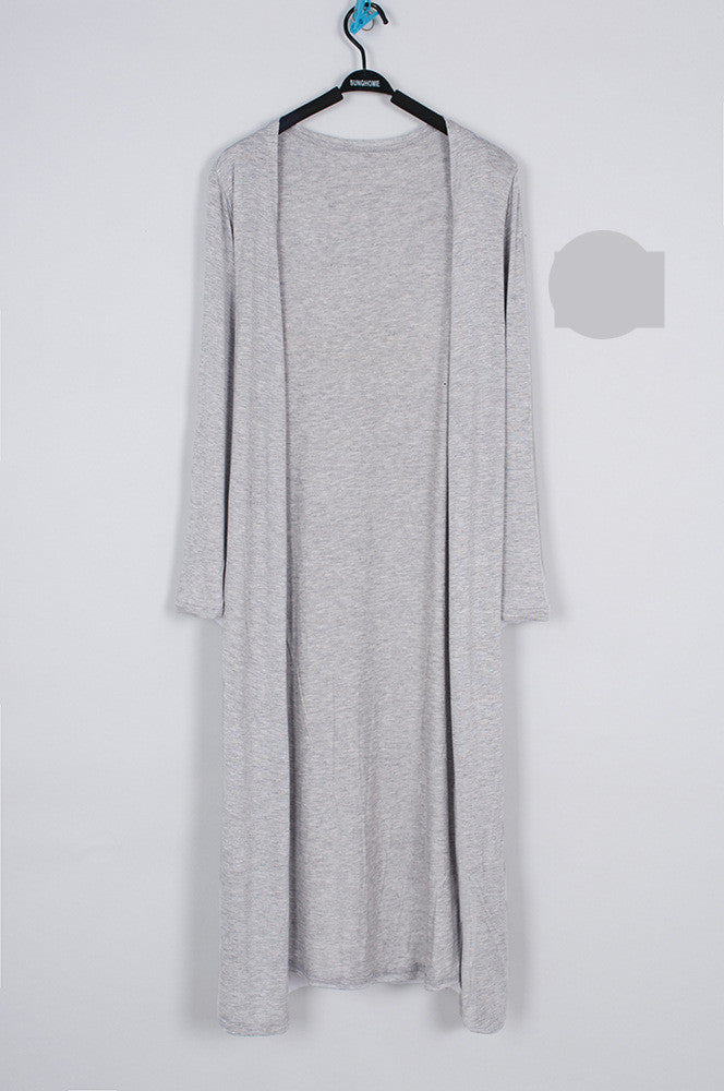Lightweight black modal drape cardigan with open front and long sleeves by Alabaster