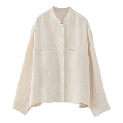 White pure linen pocket shirt by Alabaster, featuring a casual-elegant design in breathable fabric