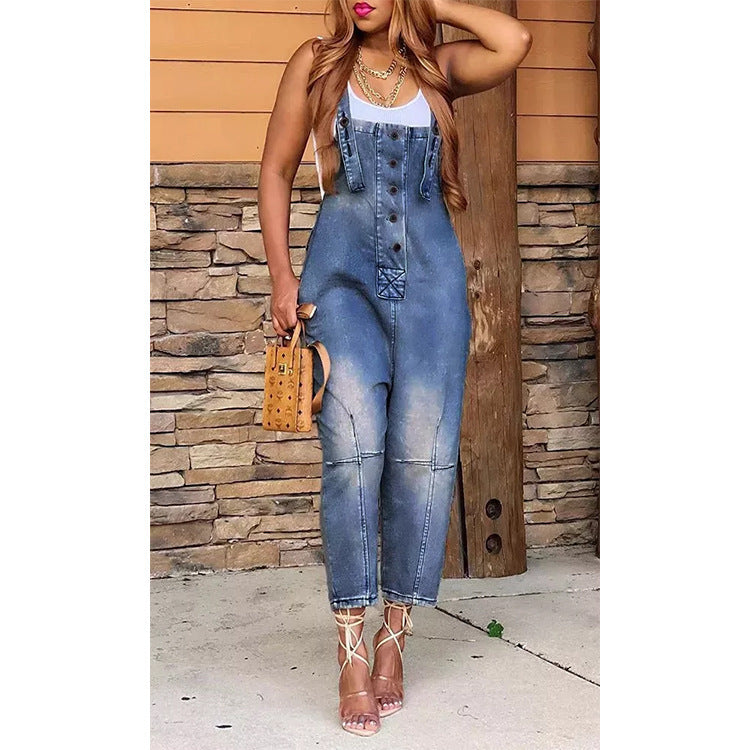 Women’s Casual Denim Suspender Overalls