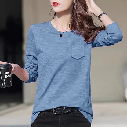 White slub cotton long sleeve tee by Alabaster, featuring a relaxed fit and breathable fabric.