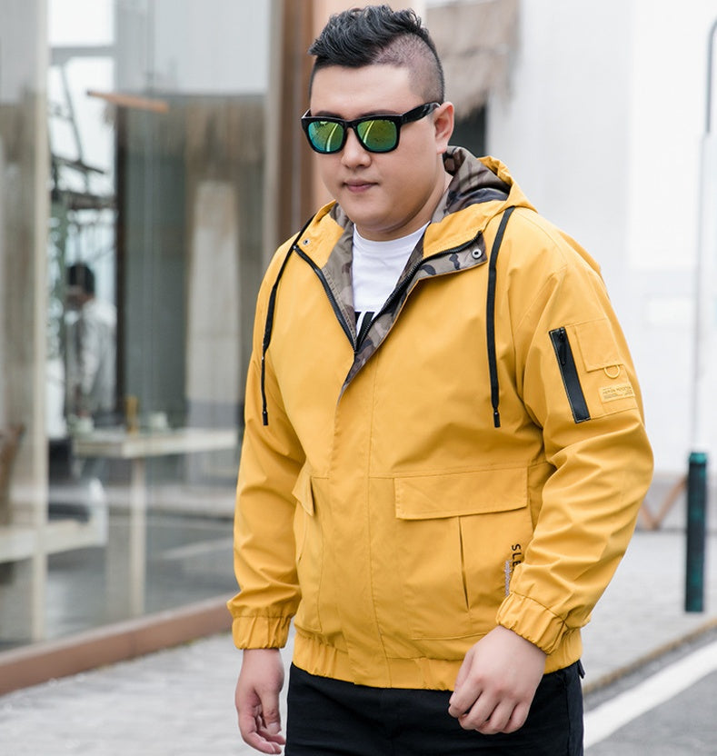 Mustard yellow lightweight cotton bomber jacket with collarless design, casual style, and utility pockets by My Store