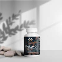 Keto-5 Natural Ketosis Fat Burner Supplement capsules in a clear bottle by mywellness.health