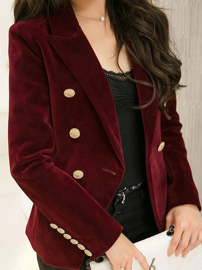 Dark red striped linen coat by Alabaster, featuring a relaxed fit and breathable fabric, perfect for layering.