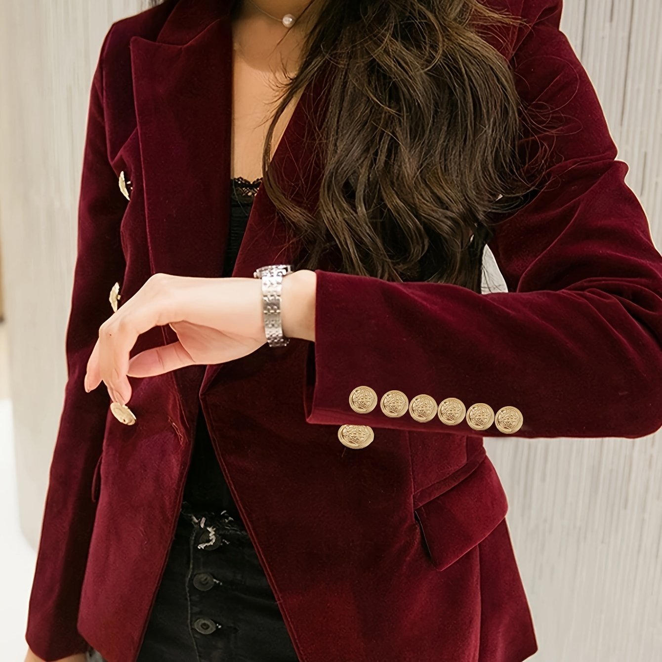 Dark red striped linen coat by Alabaster, featuring a relaxed fit and breathable fabric, perfect for layering.
