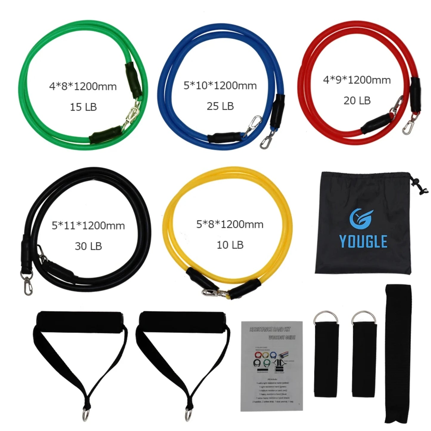 11 teile/satz Widerstand Bands Set Latex Rohre Pull Seil Mit Tür Anker Griffe Ankle Straps Kraft Training Physiotherapie