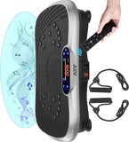 Whole body vibration plate in blue with remote control and resistance bands for home fitness by My Store.