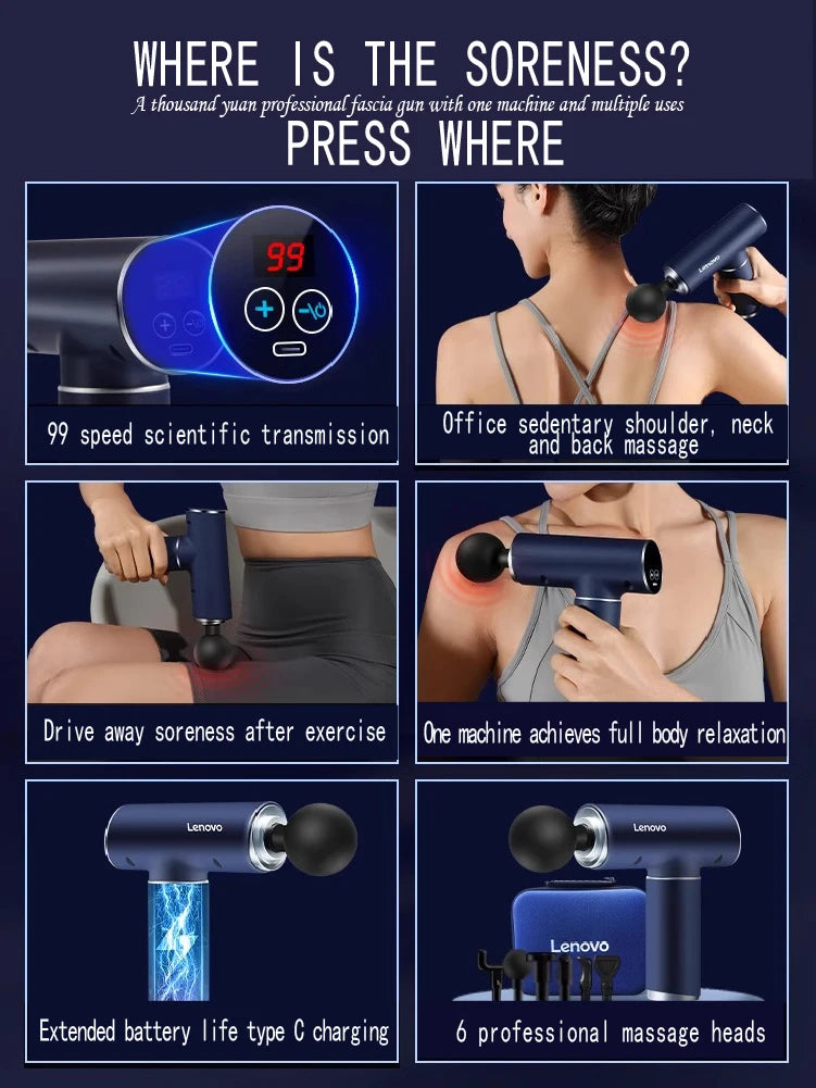 Lenovo Professional Grade Deep Tissue Massage Gun