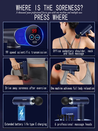 Lenovo Professional Grade Deep Tissue Massage Gun