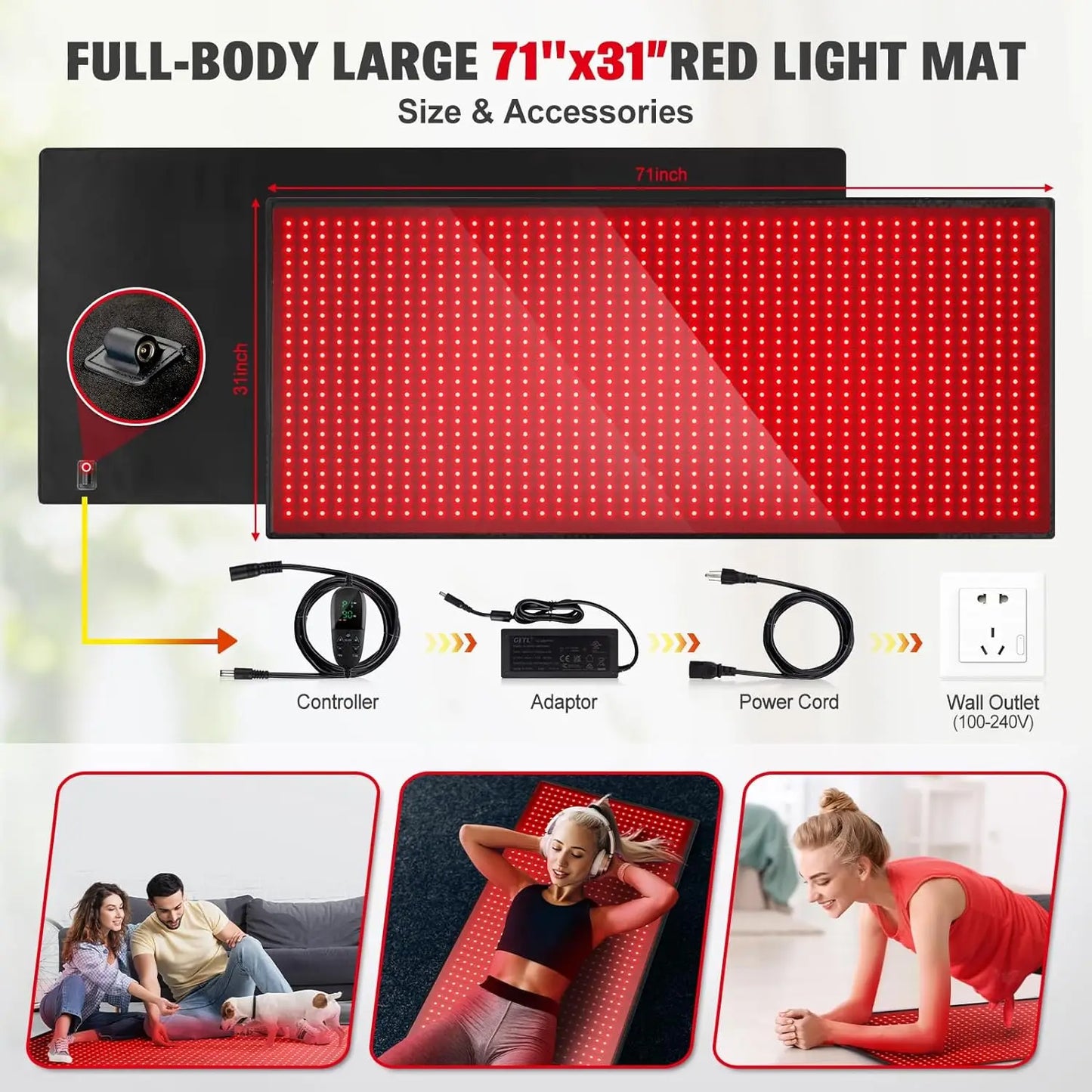 Red Light Infrared Therapy Mat for Recovery and Pain Relief