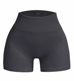 Gray SweetLift Yoga Shorts from Coral Thalassa, designed for comfort and confidence in activewear.
