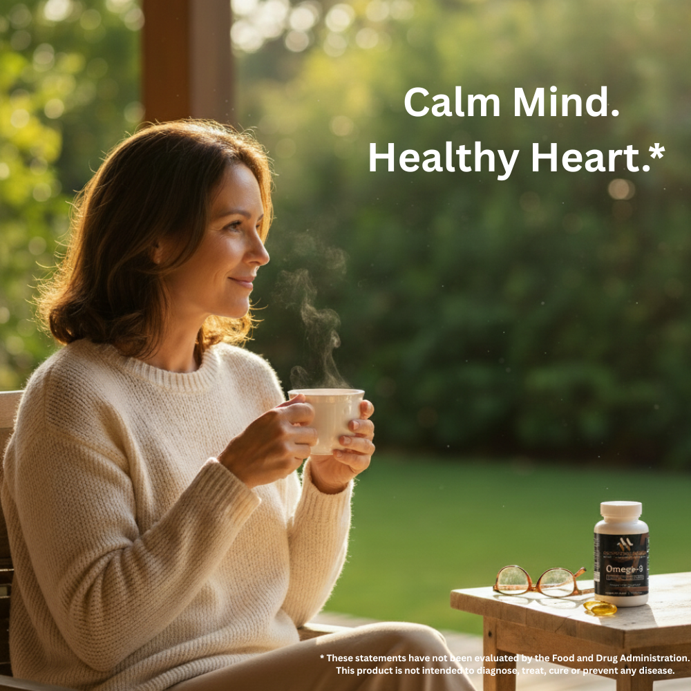 Premium Omega-3 fish oil supplement capsules in a clear bottle by mywellness.health, labeled for brain and cardiovascular su