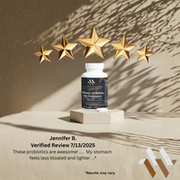 Blue and white bottle of mywellness.health Probiotic 40 Billion CFU with 60 capsules for digestive support