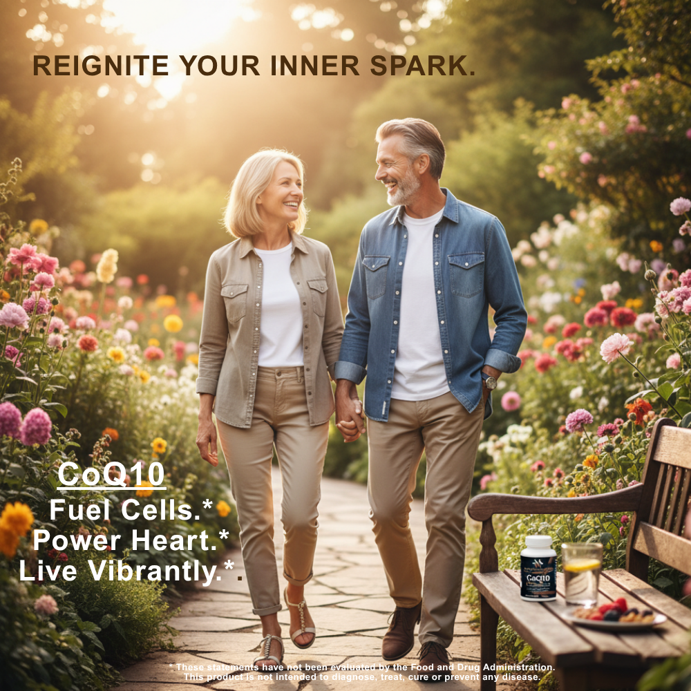 CoQ10 Ubiquinone supplement capsules in a clear bottle, mywellness.health brand, for heart and energy support.