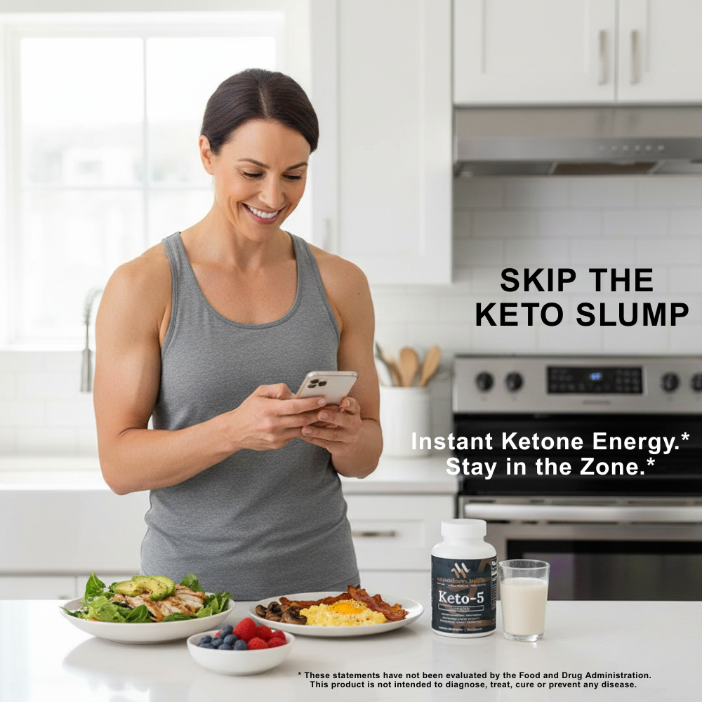 Keto-5 specialty supplements bottle with 60 capsules for weight management and cognitive support by mywellness.health