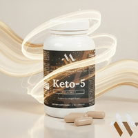 Clear bottle of mywellness.health Keto-5 Natural Ketosis Fat Burner Supplement with 60 capsules