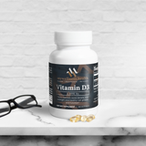 Vegan Vitamin D3 2000 IU supplement bottle by mywellness.health, allergen-free, non-GMO, for bone health.