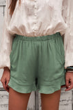 Summer Green Linen Cotton Shorts