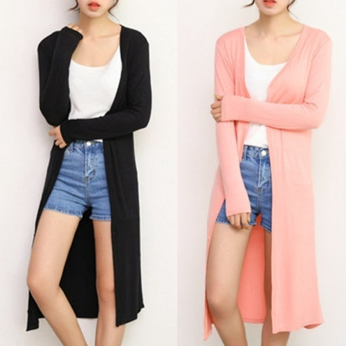 Lightweight black modal drape cardigan with open front and long sleeves by Alabaster