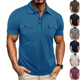 Summer Lapel Button Polo Shirt with Pockets