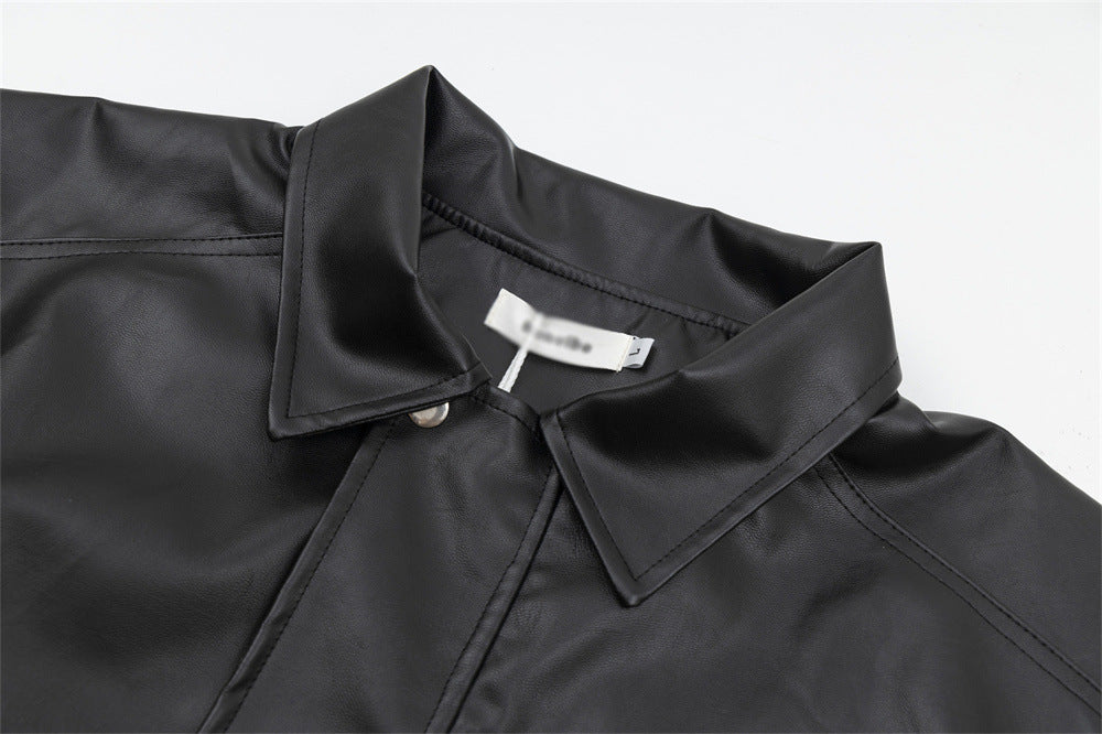 Oversized Punk Moto PU Leather Jacket - Vegan Biker Style