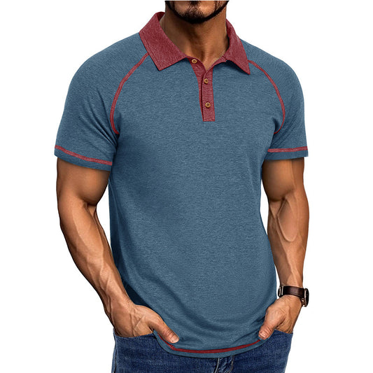 Khaki men's cotton blend polo shirt with contrast stitching, athletic fit, and button-down collar by My Store