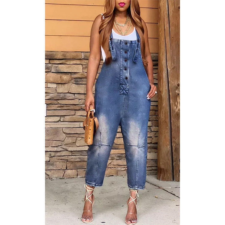 Women’s Casual Denim Suspender Overalls